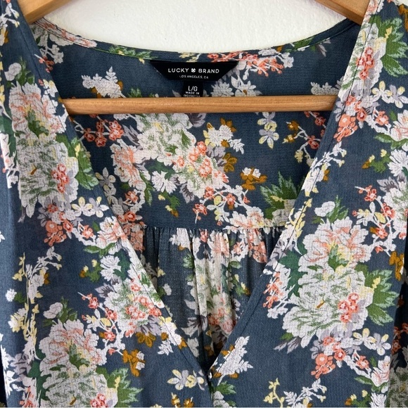 Lucky Brand Beautiful Floral Snap Wrap Long Sleeve Blouse L - Picture 5 of 14